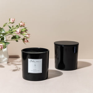 oud scented candle in black jar